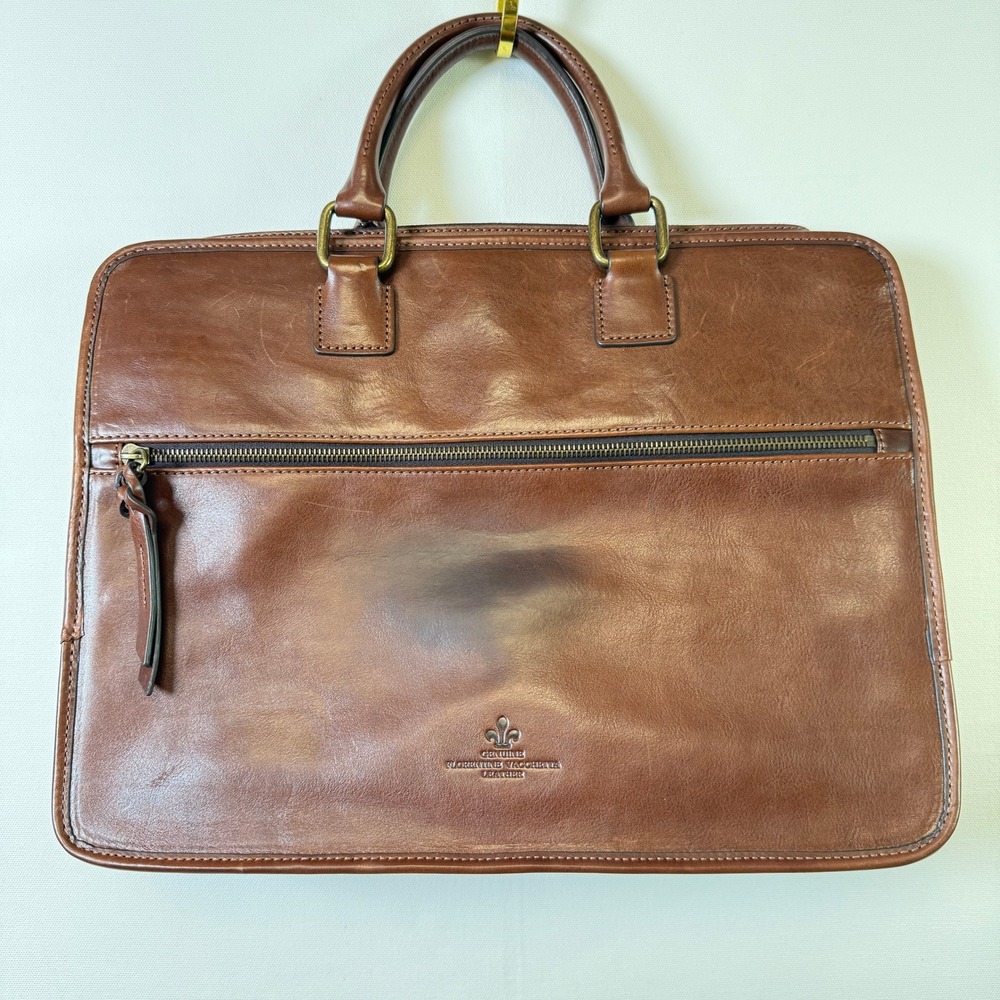 DOONEY & BOURKE Brown Florentine Vacchetta Leather Briefcase Large - Picture 2 of 12